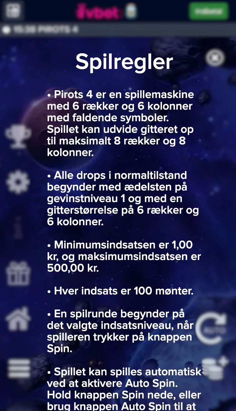 Pirots 4 spilleregler hos VBET 