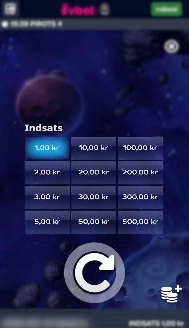 Pirots 4-beløbsindsatsvalg VBET
