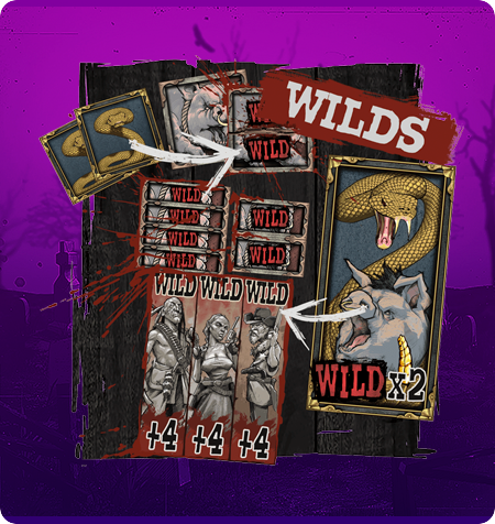 Símbolos Split Wild do jogo Deadwood R.I.P.
