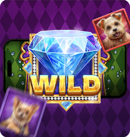 Símbolo Wild Diamante do jogo Diamond Doggies.