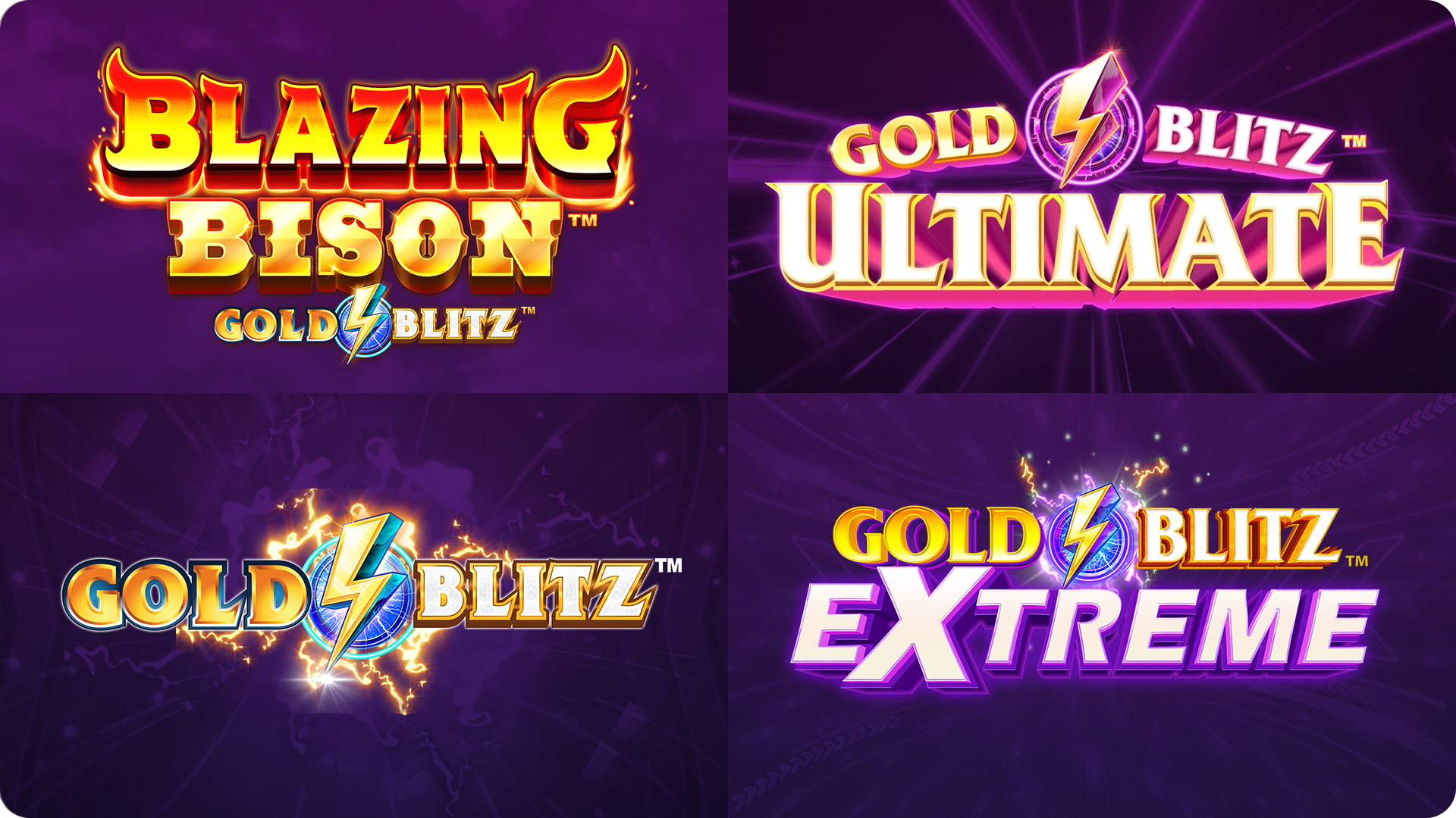 Mosaico da logos dos quatro jogos da série gold blitz